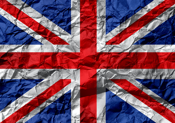 A close up of the flag of great britain
